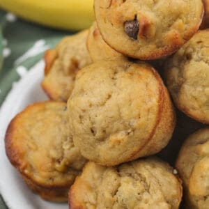 baked Peanut Butter Banana Muffins on a plate