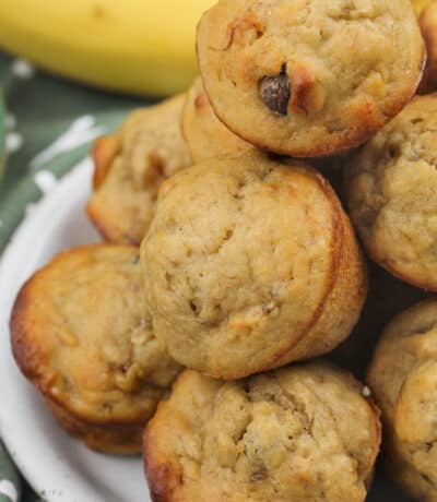 baked Peanut Butter Banana Muffins on a plate