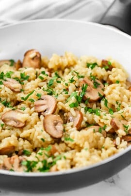 finished Risotto with Mushrooms in a pan
