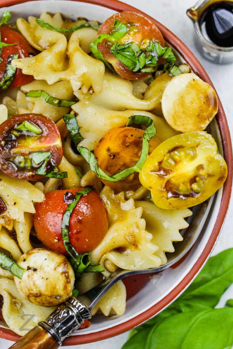 Caprese Pasta Salad (Best Tangy Cold Salad Recipe!) - Our Zesty Life