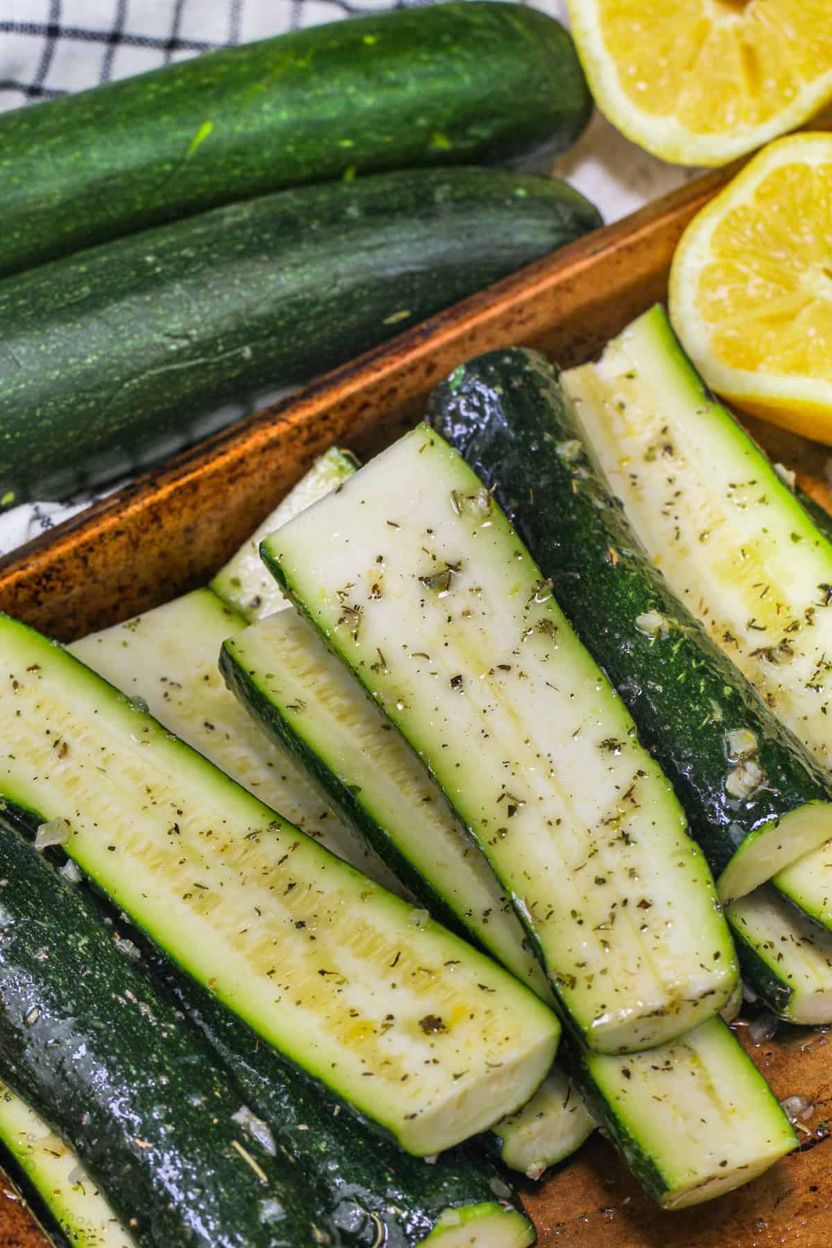 mixed seasonings with zucchini to make Grilled Zucchini