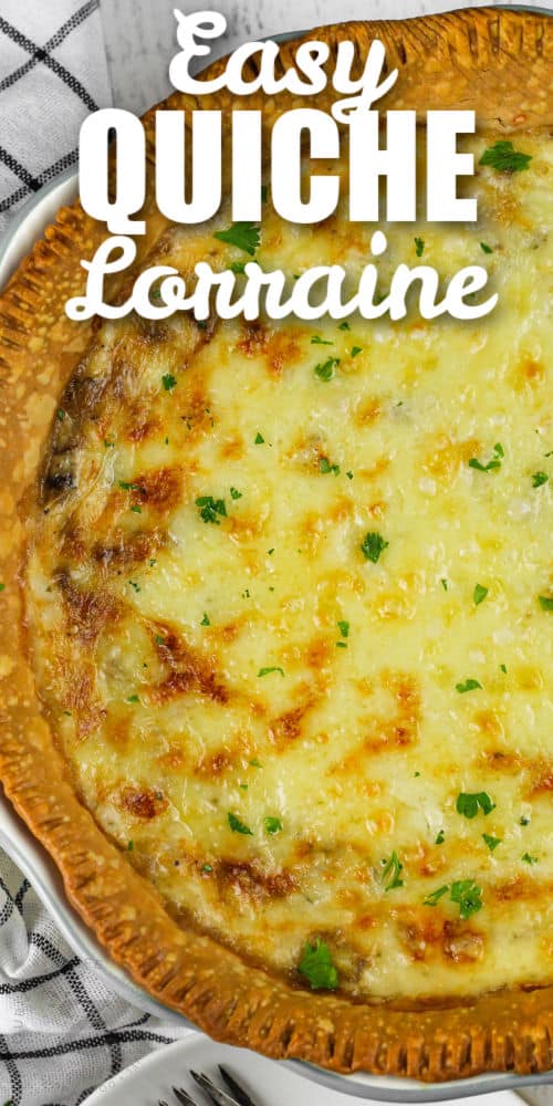 close up of Quiche Lorraine with a title