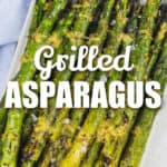 plated Grilled Asparagus with a title
