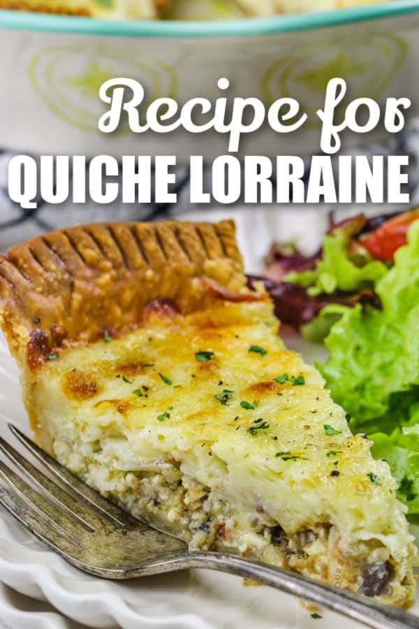 plated Quiche Lorraine with a title