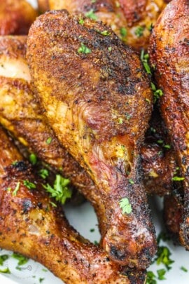 close up of cooked Smoked Chicken Drumsticks