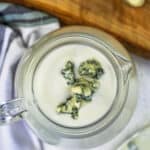 top view of Blue Cheese Dressing in a jar