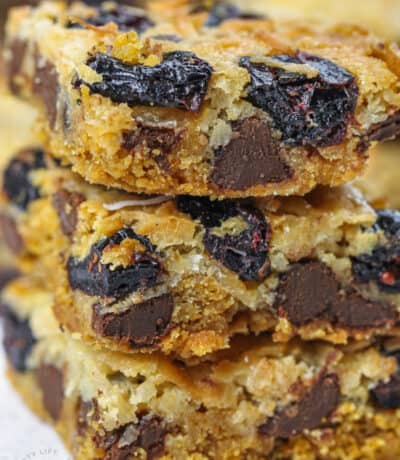 close up of Cranberry Magic Cookie Bars