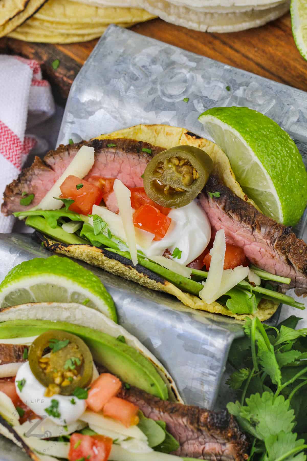 close up of Flank Steak Tacos