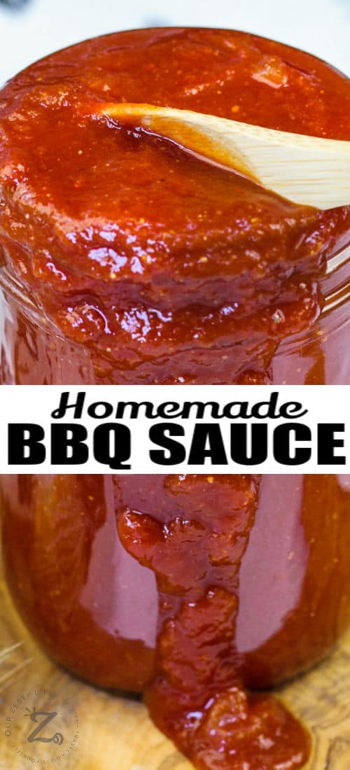 Homemade Barbecue Sauce in a jar with writing
