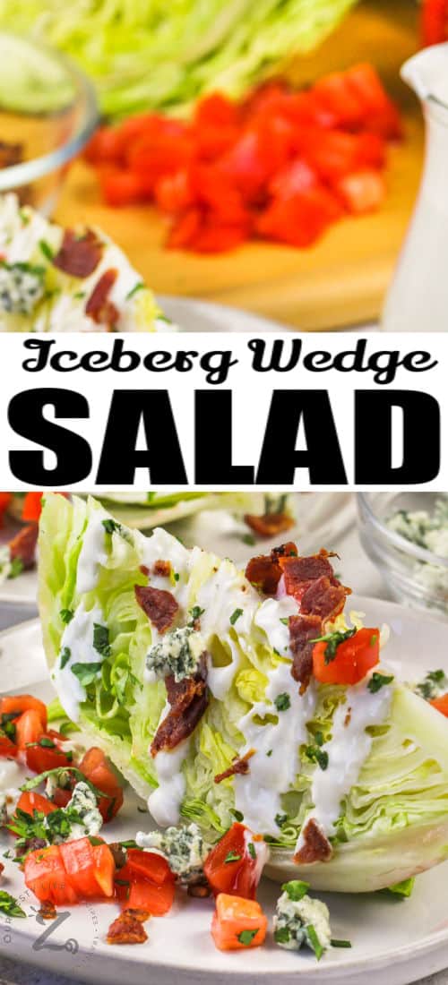 plated Wedge Salad with writing
