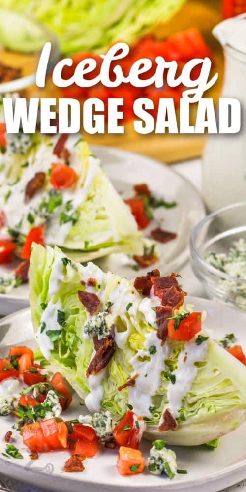 Wedge Salad with blue cheese dressing and writing