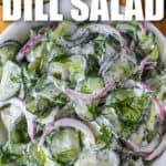 plated Dill Cucumber Salad with a title