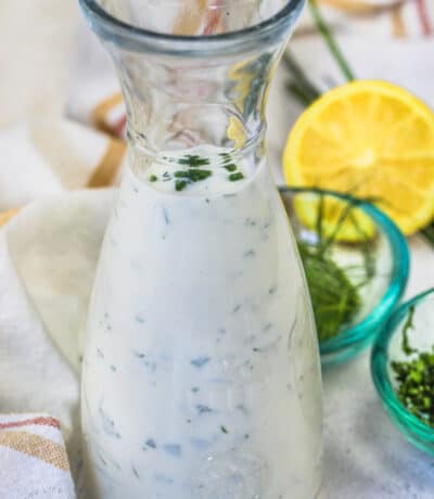 glass of Homemade Ranch Dressing