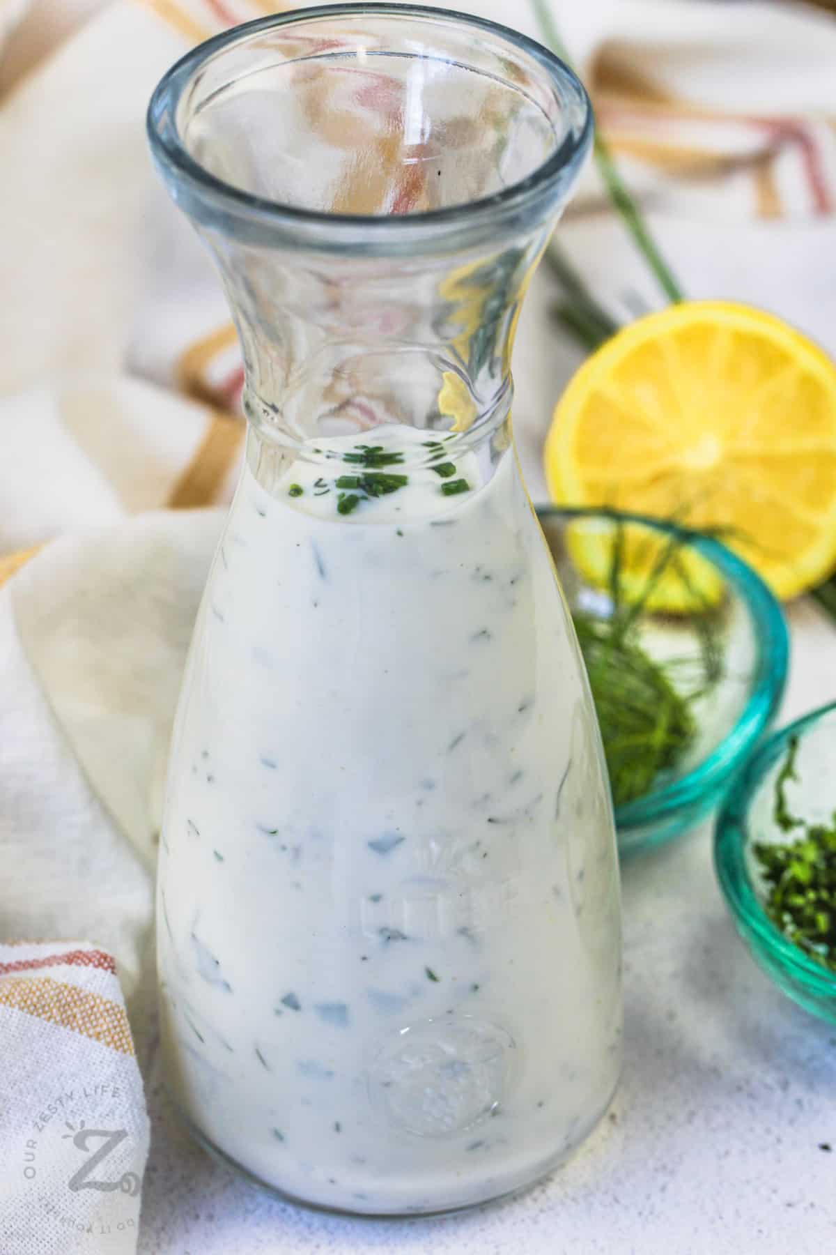 glass of Homemade Ranch Dressing