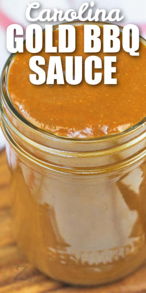 A jar of Carolina Gold BBQ Sauce with a title
