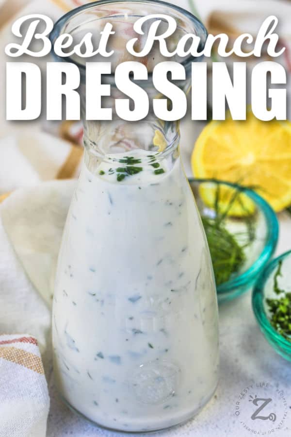 jar of Homemade Ranch Dressing with a title