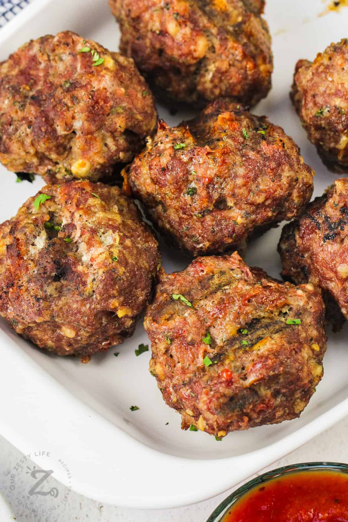 Smoked Meatballs cooked in a dish
