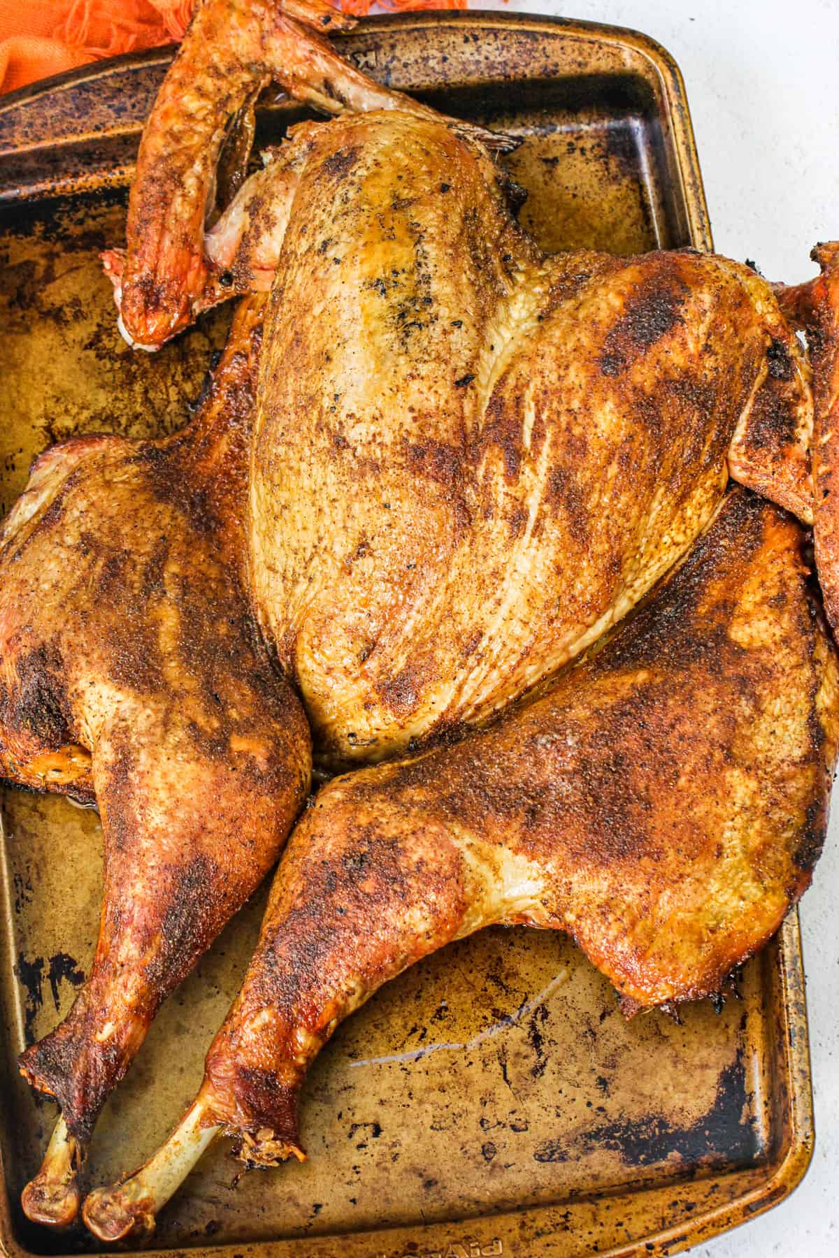 cooked Spatchcock Smoked Turkey