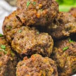 stack of Air Fryer Meatballs on a plate