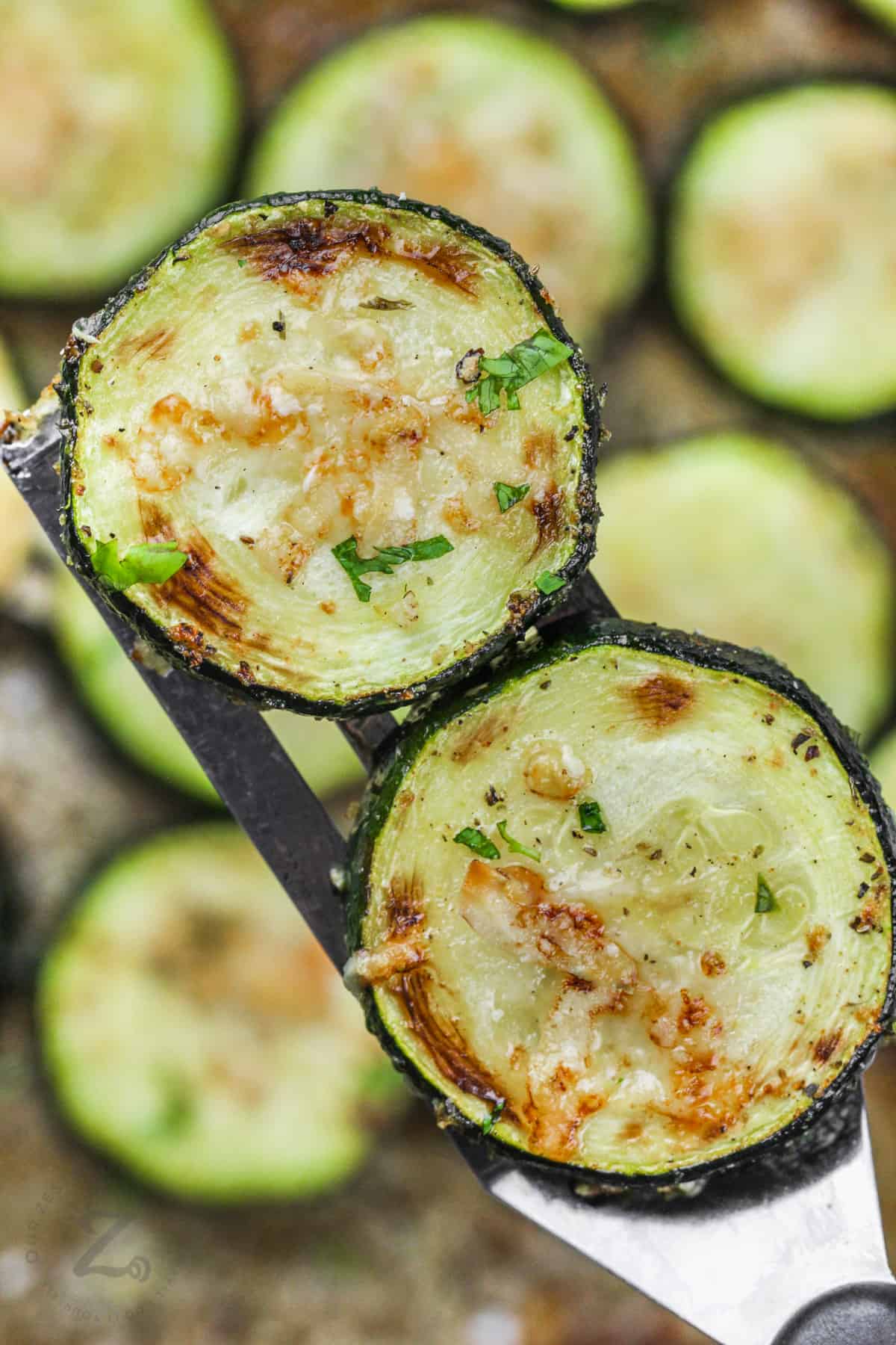 close up of Baked Parmesan Zucchini