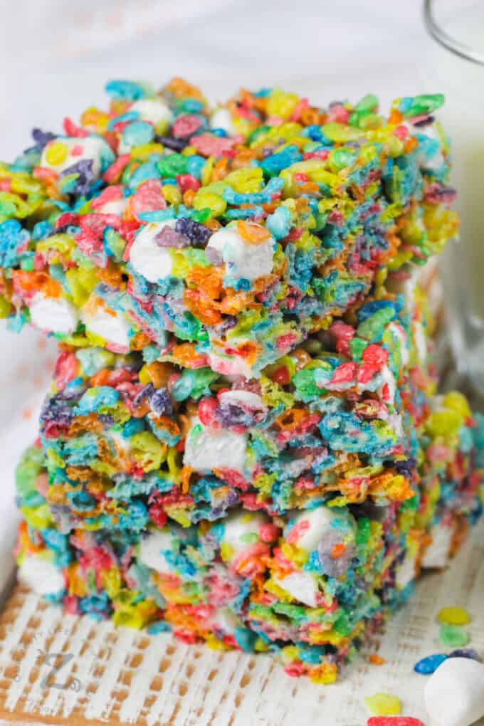 Fruity Pebbles Marshmallow Treats (15 Min Prep!) - Our Zesty Life