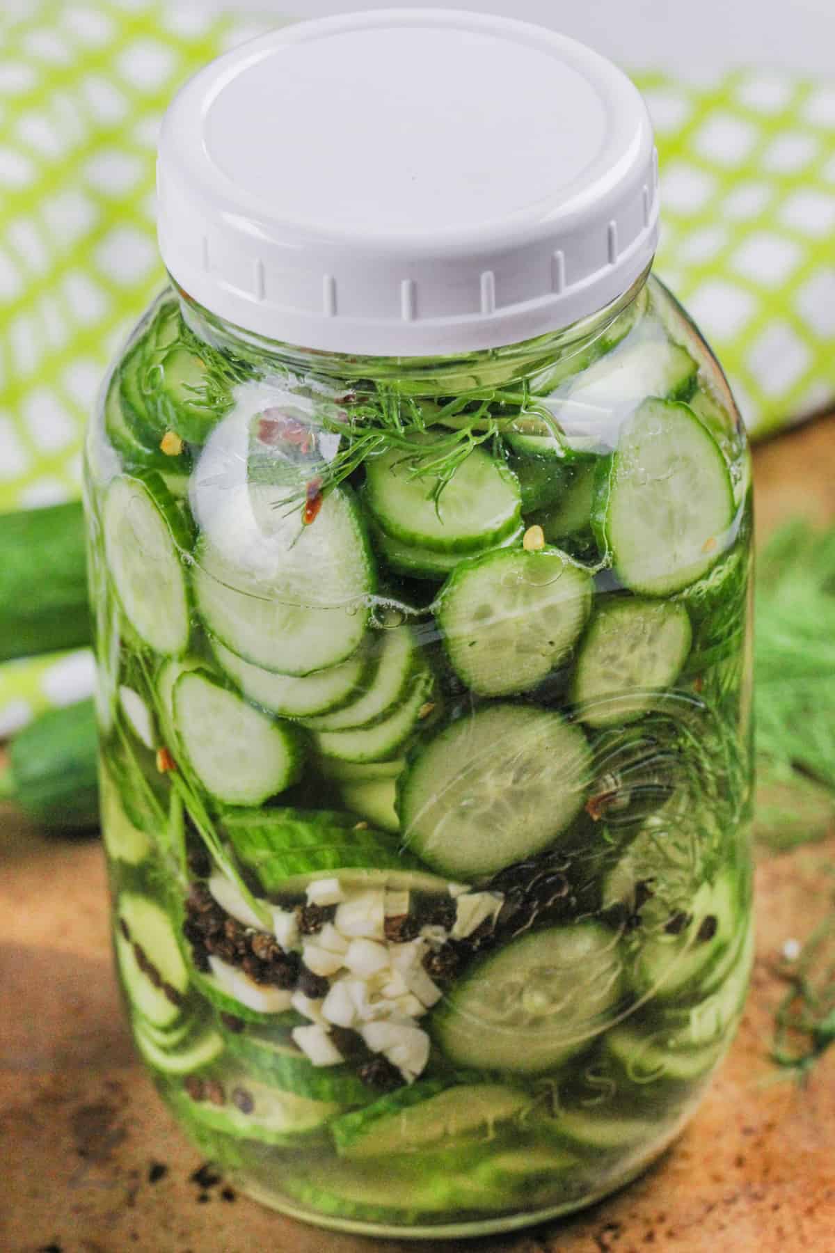 ingredients in a jar to make Quick Pickles
