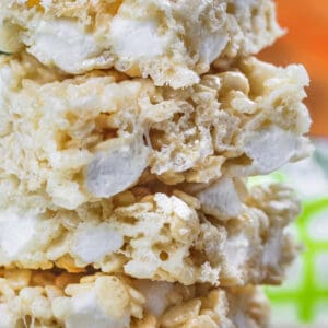 close up of Rice Krispie Squares in a stack
