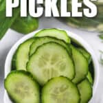 close up of Quick Pickles with writing