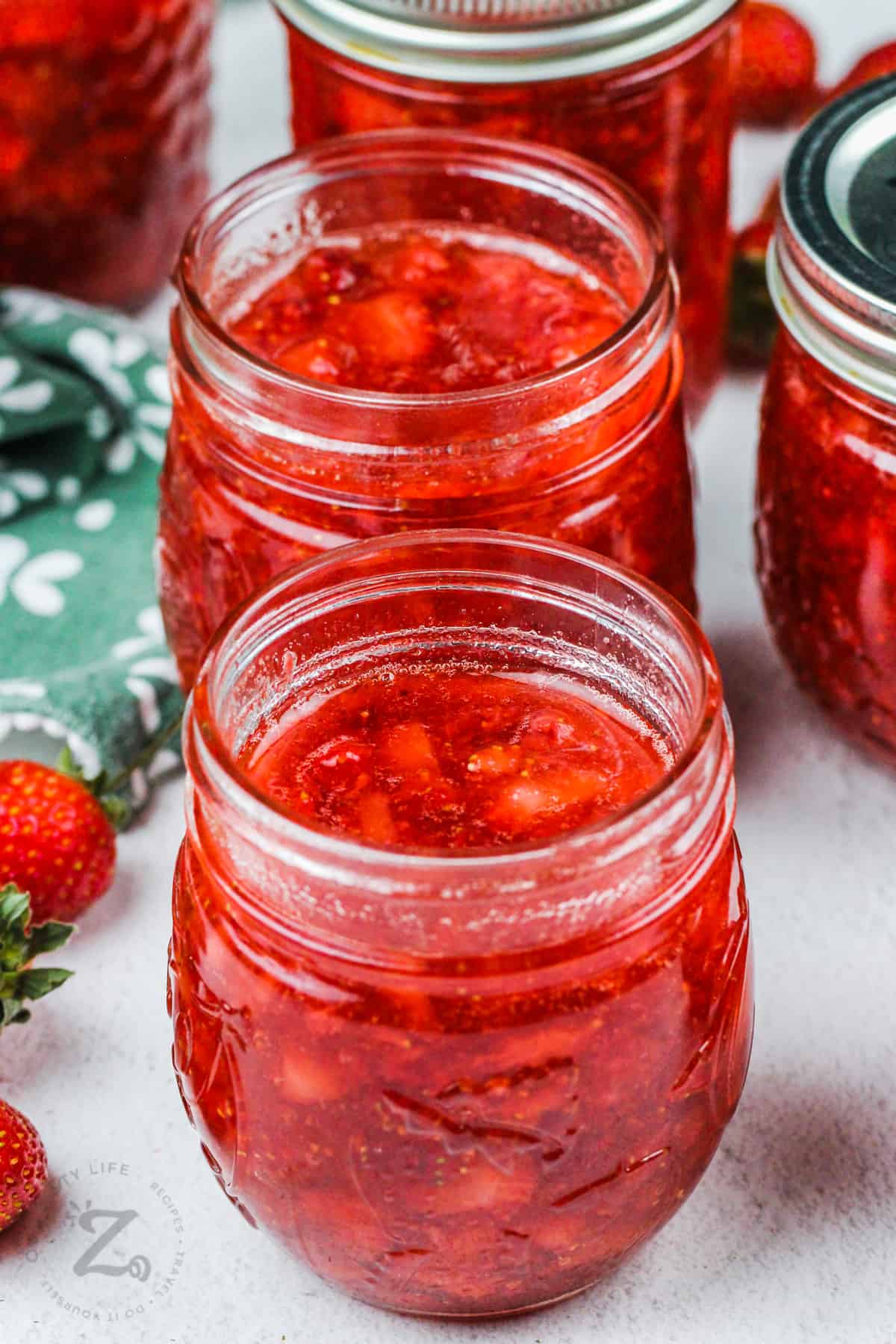 jars of Strawberry Freezer Jam Recipe