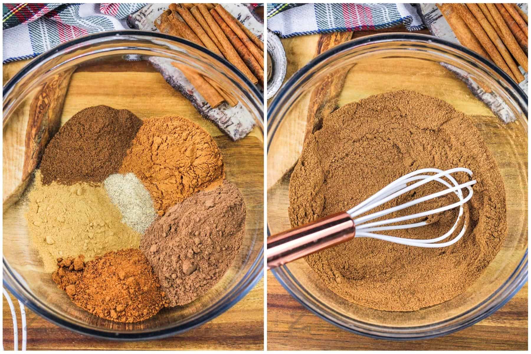 mixing spices together to make Gingerbread Spice