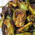 balsamic brussels sprouts piled on top of each other