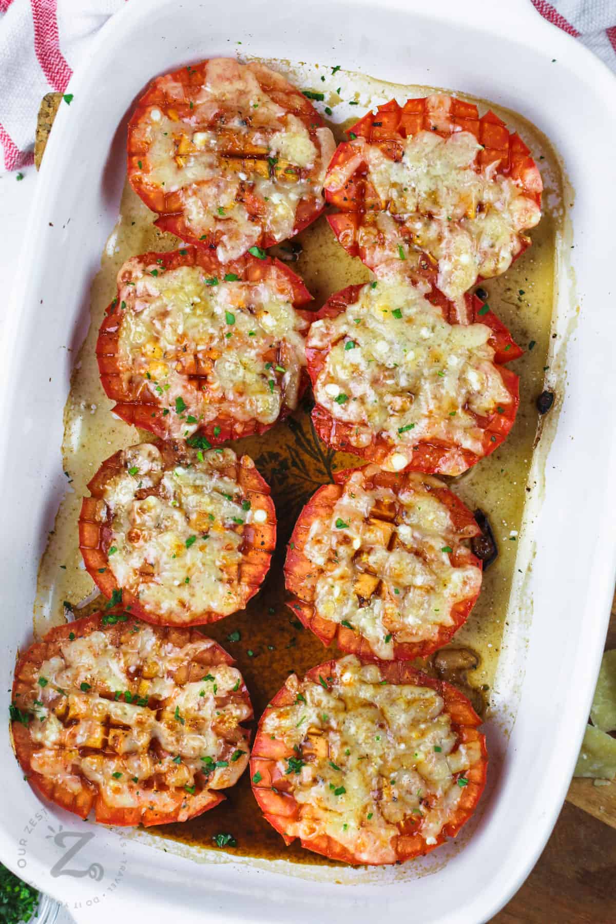 cooked Easy Baked Tomatoes in a dish