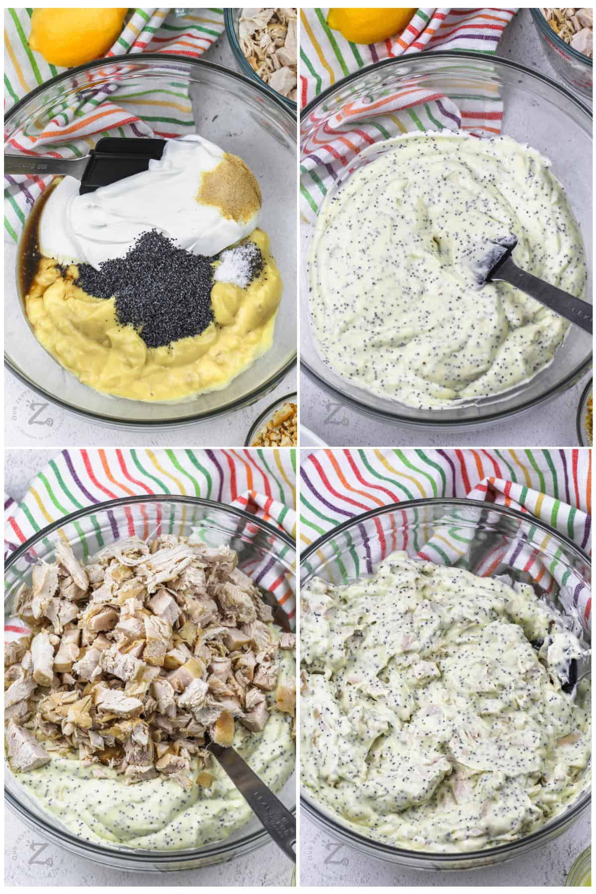 process of adding ingredients together to make Easy Poppyseed Chicken