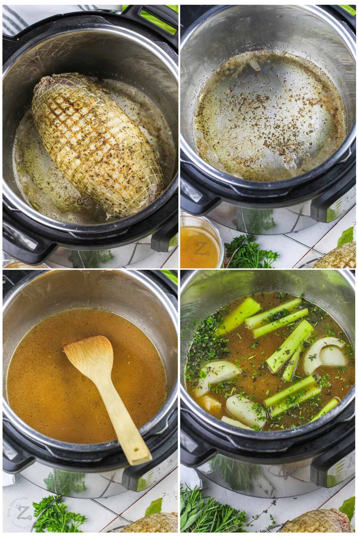 process of adding ingredients together to make Instant Pot Turkey Breast