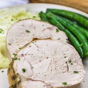 plated Instant Pot Turkey Breast slices