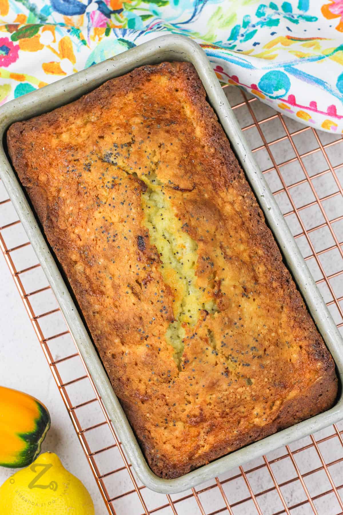 cooked Lemon Zucchini Bread in the pan