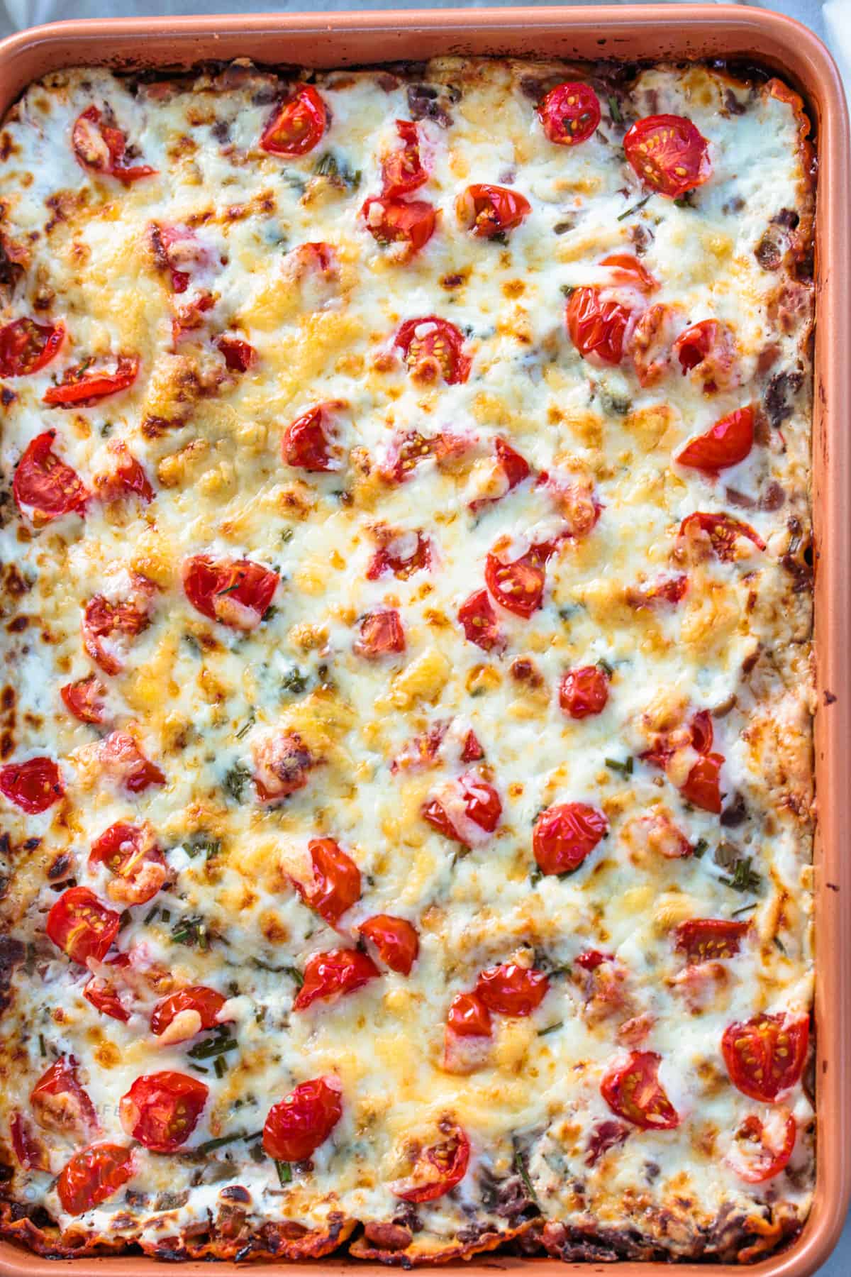 Mexican Lasagna cooked in the casserole dish