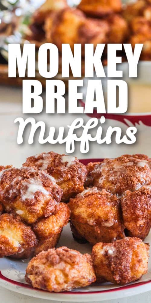 Monkey Bread Muffins with icing and writing