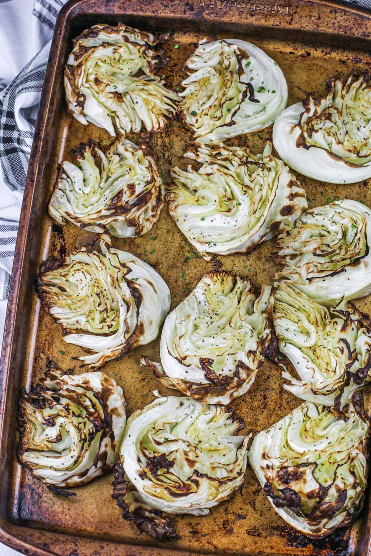 baked Roasted Cabbage on a sheet pan