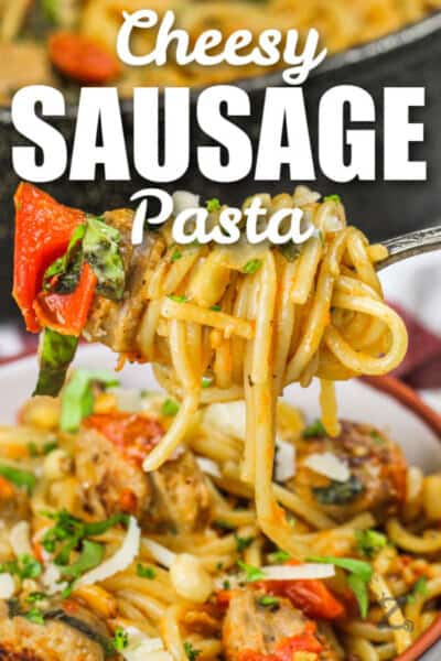 Cheesy One Pot Pasta (With Sausage & Tomato) - Our Zesty Life