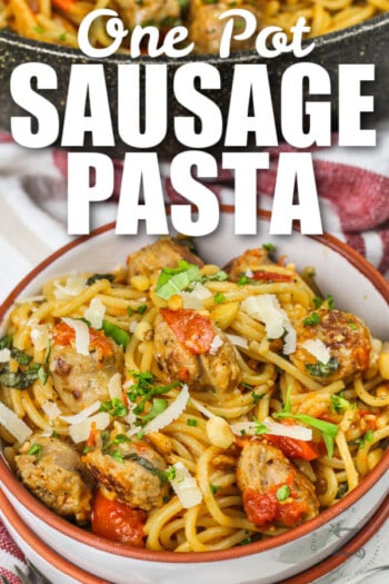 Cheesy One Pot Pasta (With Sausage & Tomato) - Our Zesty Life