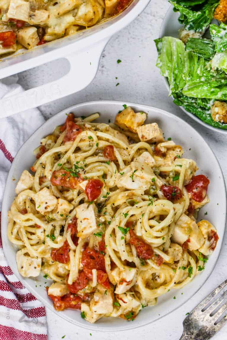 Chicken Spaghetti (With 2 Kinds Of Cheese!) - Our Zesty Life