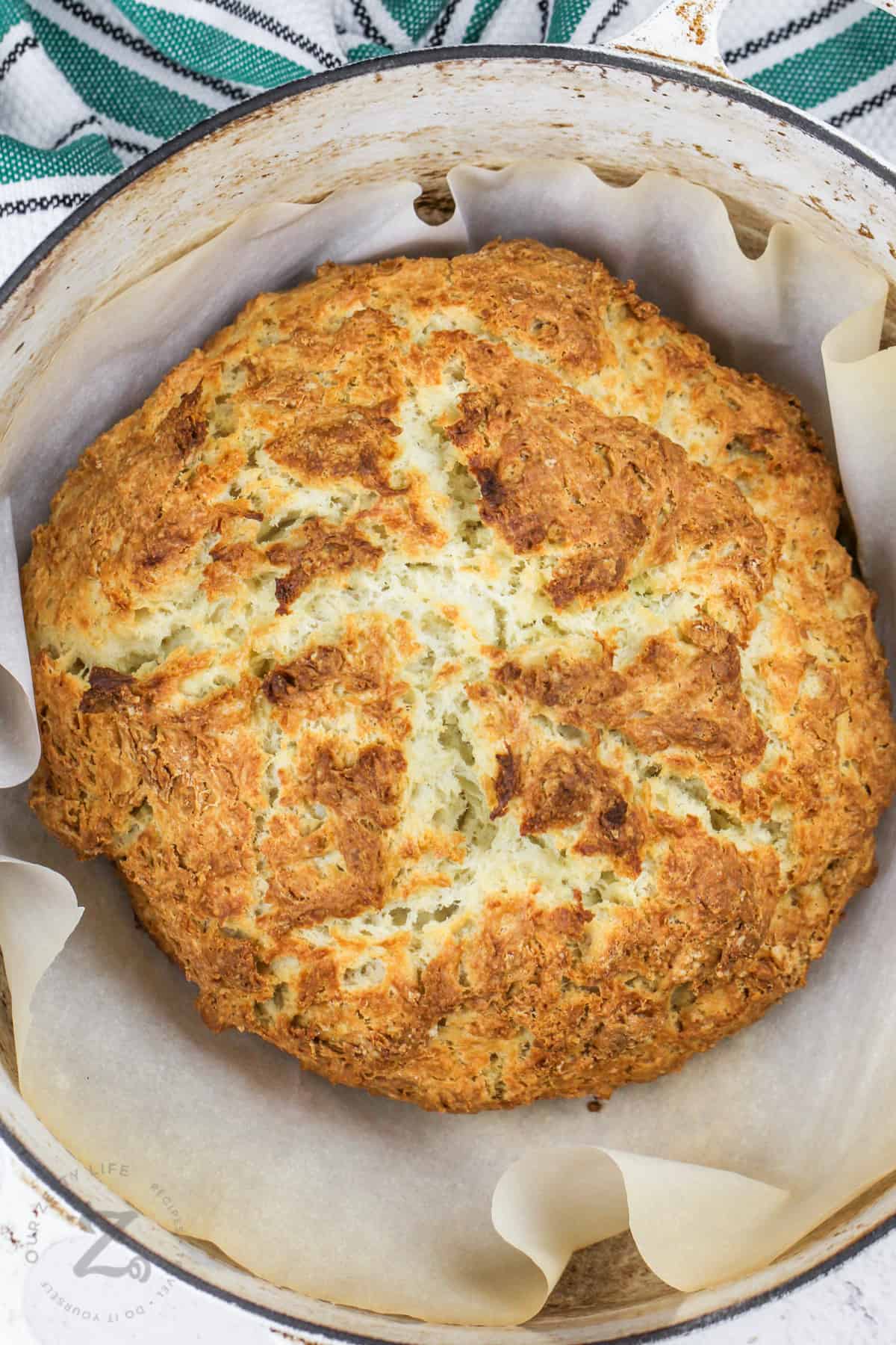 cooked Irish Soda Bread in the pan