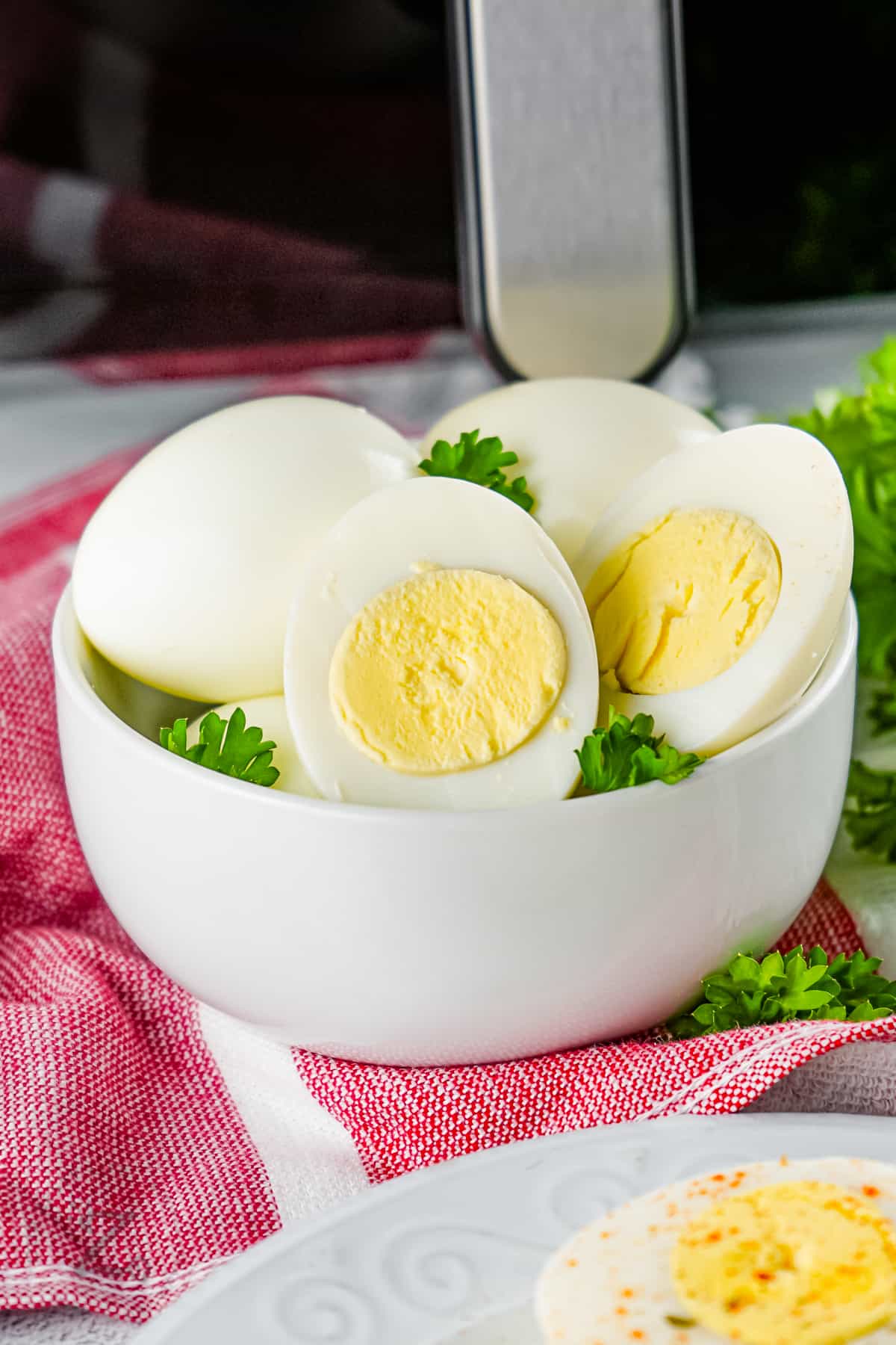 Air Fryer Boiled Eggs in a bowl