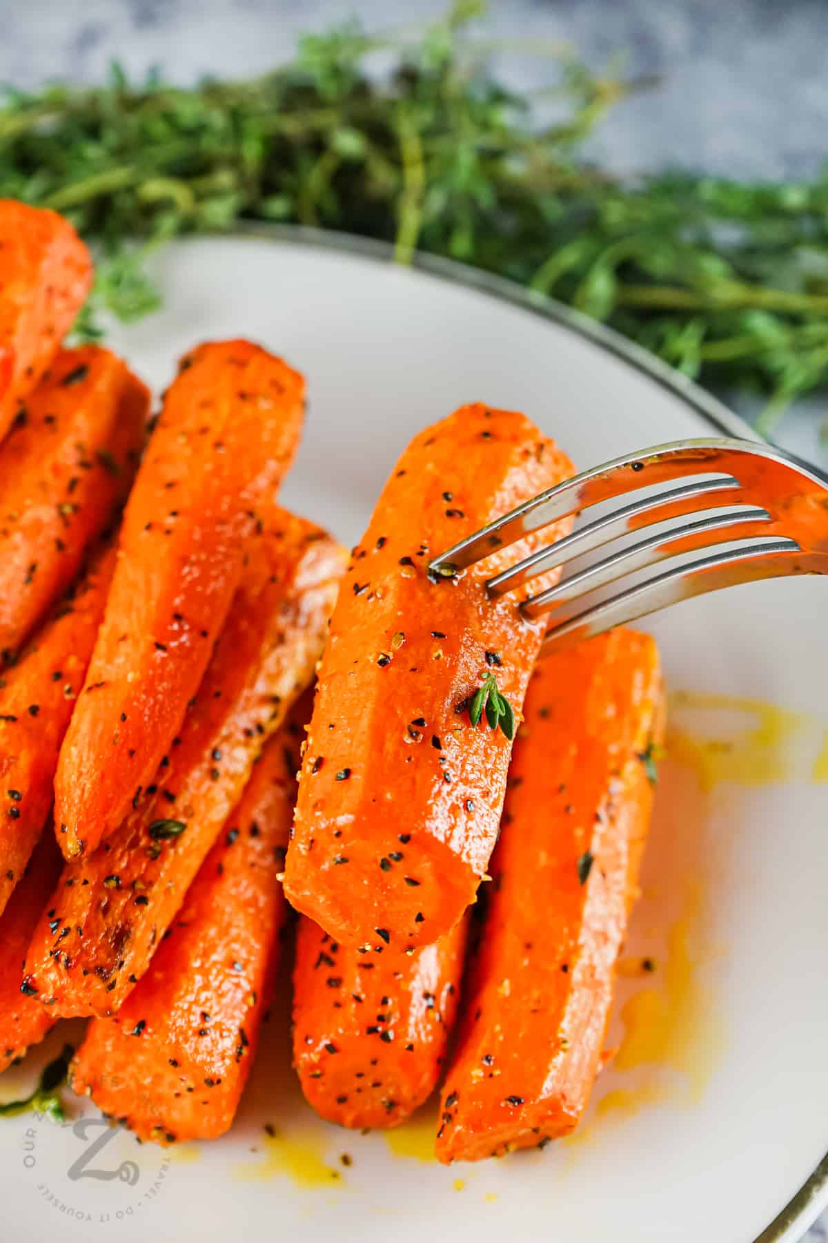 plated seasoned Air Fryer Carrots