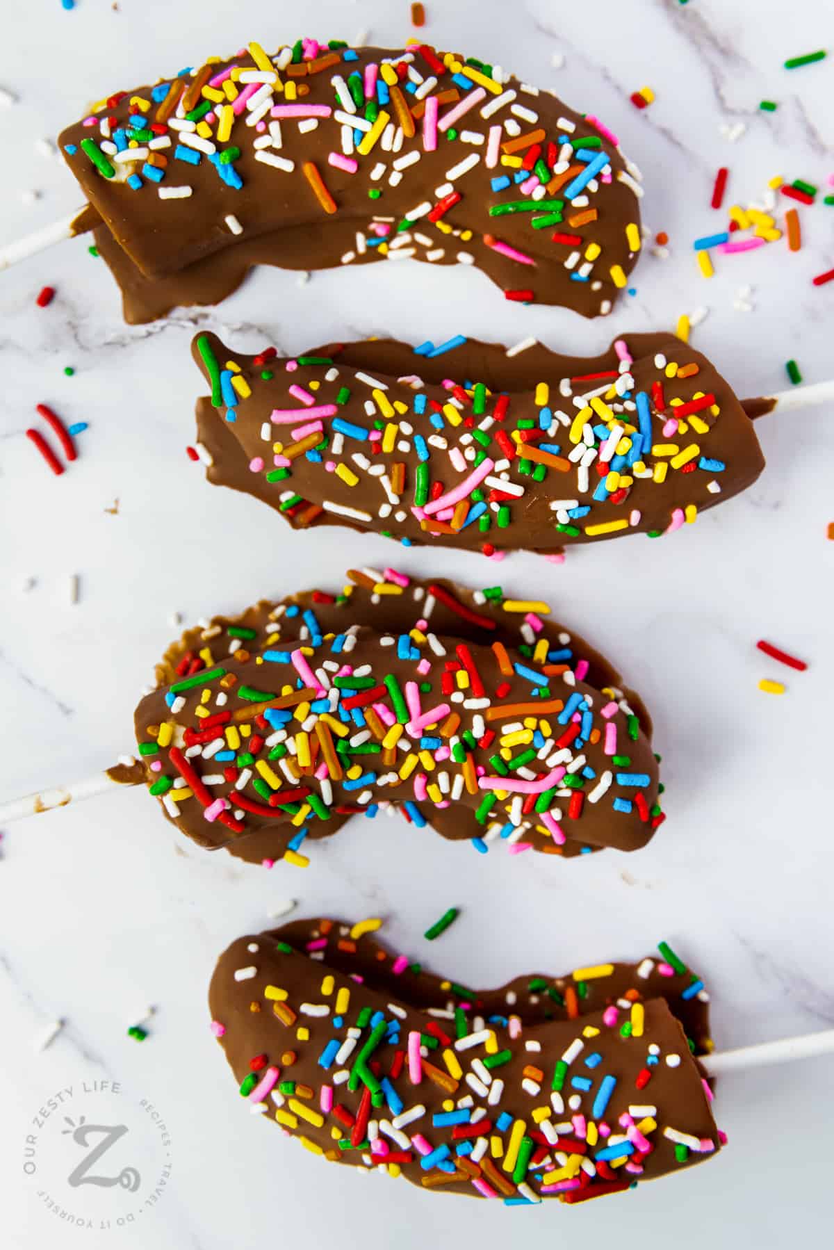Chocolate Dipped Bananas with sprinkles