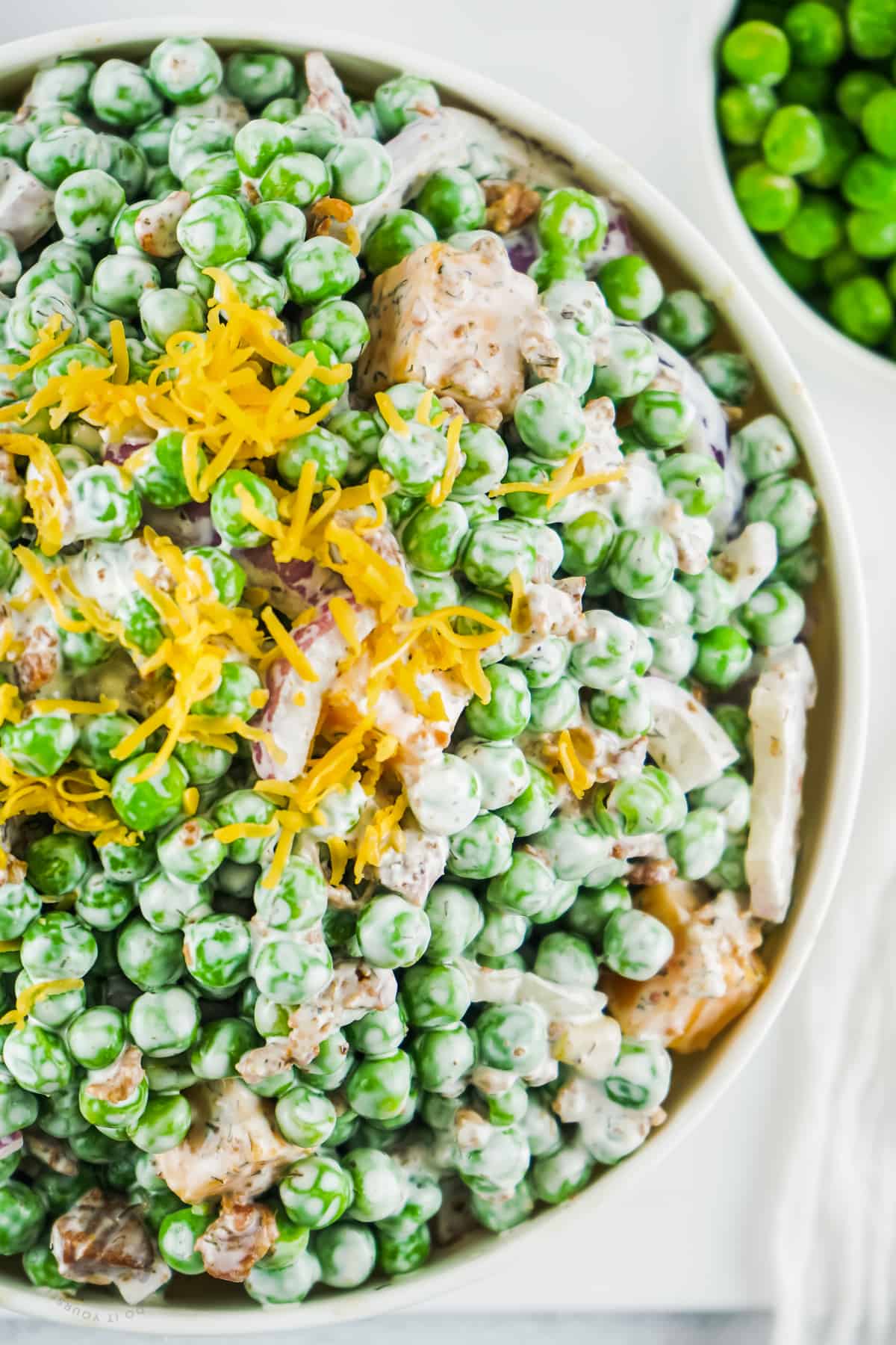 Pea Salad with cheese on top