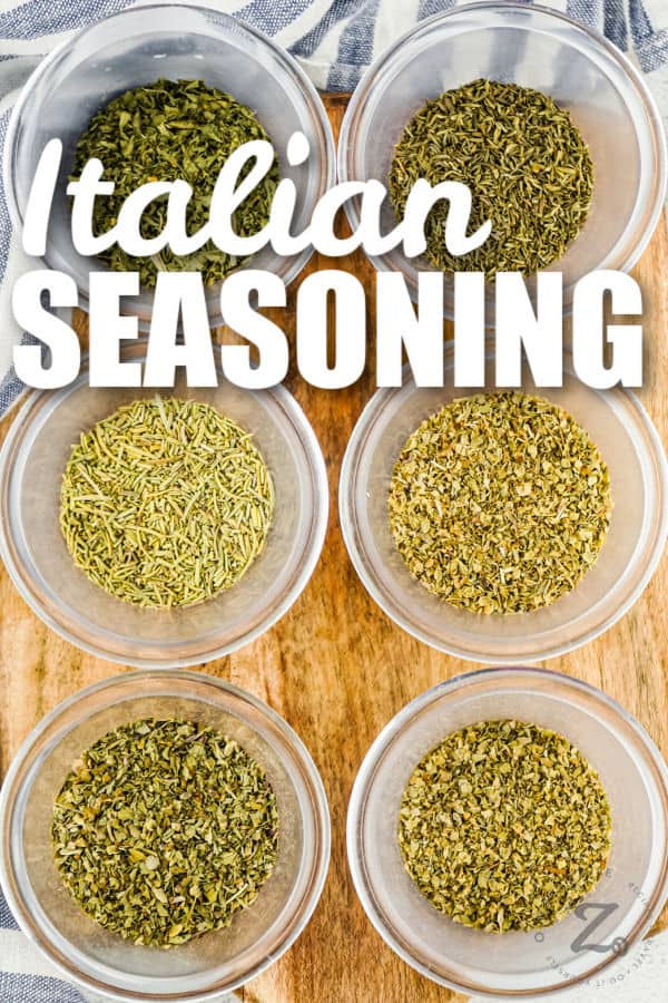 jars of spices to make Homemade Italian Seasoning with a title
