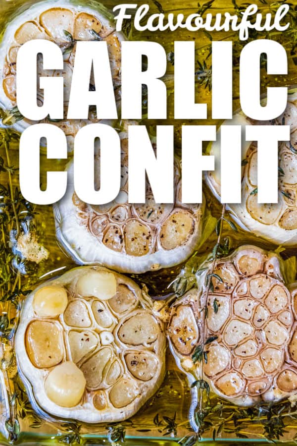 roasted Garlic Confit with garlic oil and a title