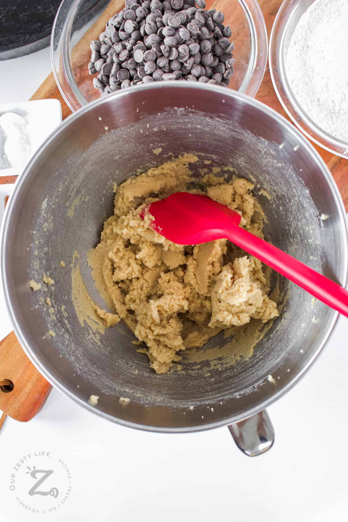 mixing ingredients to make Skillet Cookie Recipe dough